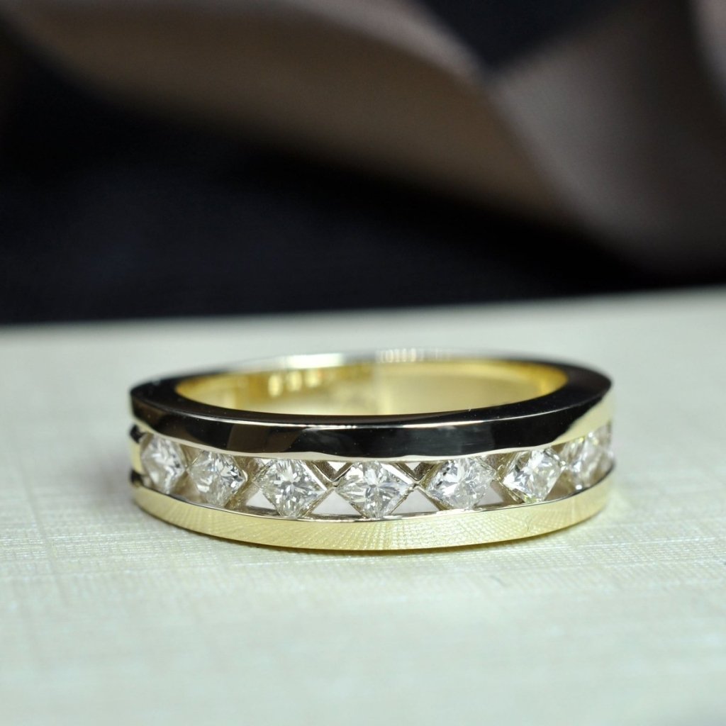 0.90 CT Princess Cut Natural Diamonds - Wedding Band - Primestyle.com