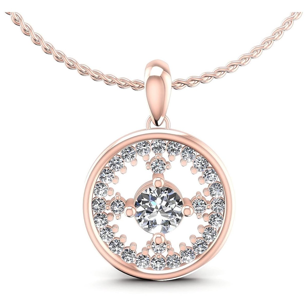 0.90 CT Round Cut Diamonds - Diamond Pendant - Primestyle.com