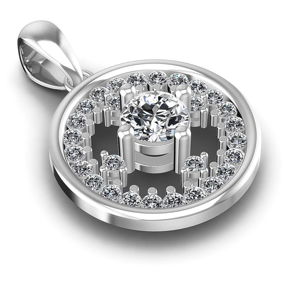 0.90 CT Round Cut Diamonds - Diamond Pendant - Primestyle.com