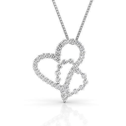 0.90 CT Round Cut Natural Diamonds - Heart Pendants - Primestyle.com