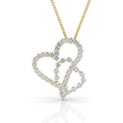 0.90 CT Round Cut Natural Diamonds - Heart Pendants - Primestyle.com
