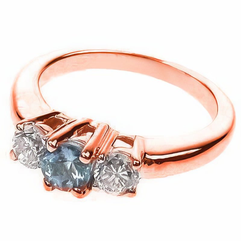 0.90 CT Round Cut Diamonds & Tanzanites - Three Stone Ring - Primestyle.com