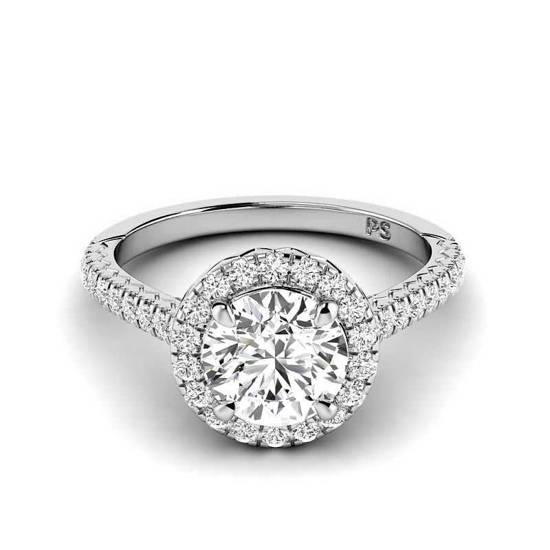 0.95-3.45 CT Round Cut Lab Grown Diamonds - Halo Ring - Primestyle.com