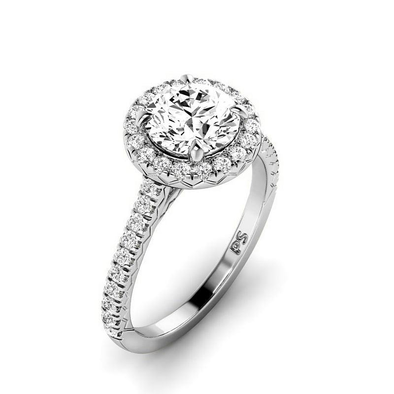 0.95-3.45 CT Round Cut Lab Grown Diamonds - Halo Ring - Primestyle.com