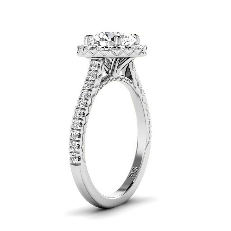 0.95 - 3.45 CT Round Cut Lab Grown Diamonds - Halo Ring - Primestyle.com