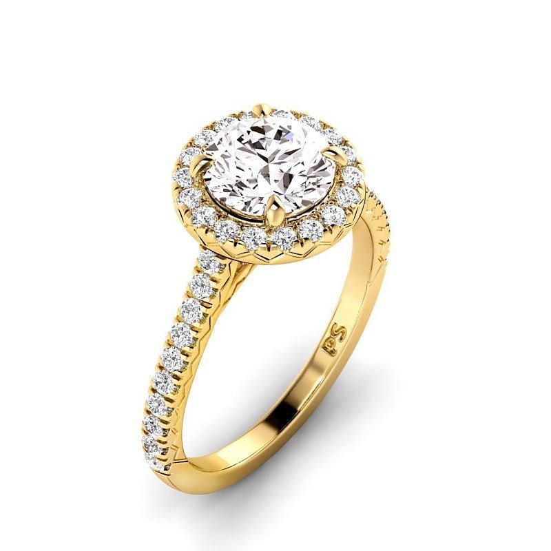 0.95 - 3.45 CT Round Cut Lab Grown Diamonds - Halo Ring - Primestyle.com