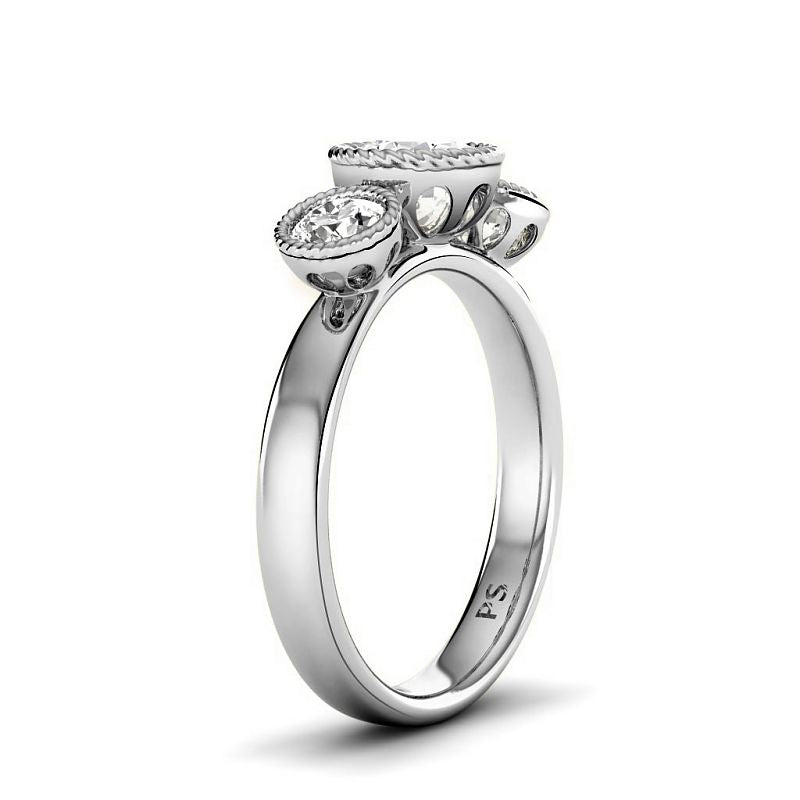 0.95 - 3.45 CT Round Cut Lab Grown Diamonds - Three Stone Ring - Primestyle.com