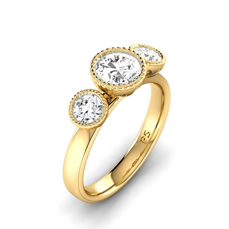 0.95-3.45 CT Round Cut Lab Grown Diamonds - Three Stone Ring