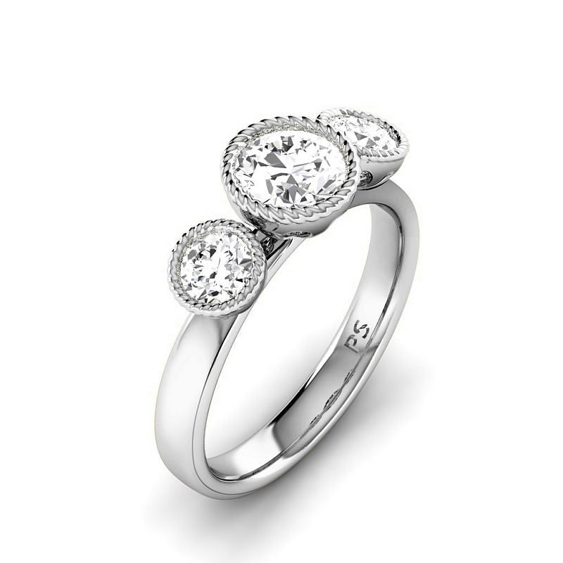 0.95 - 3.45 CT Round Cut Lab Grown Diamonds - Three Stone Ring - Primestyle.com