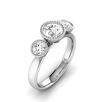 0.95-3.45 CT Round Cut Lab Grown Diamonds - Three Stone Ring - Primestyle.com