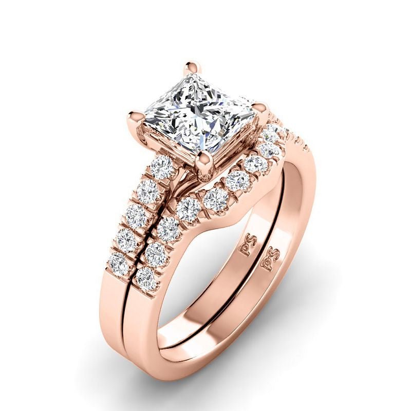 0.95 - 6.45 CT Princess & Round Cut Diamonds - Bridal Set - Primestyle.com