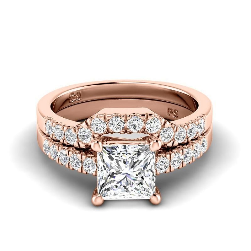 0.95 - 6.45 CT Princess & Round Cut Diamonds - Bridal Set - Primestyle.com