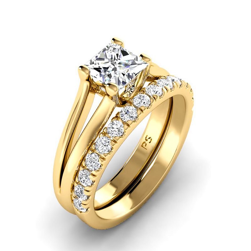 0.95-3.45 CT Round & Princess Cut Lab Grown Diamonds - Bridal Set - Primestyle.com