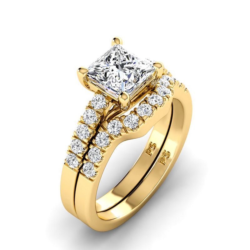 0.95 - 6.45 CT Princess & Round Cut Diamonds - Bridal Set - Primestyle.com