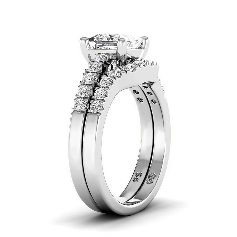 0.95-6.45 CT Princess & Round Cut Diamonds - Bridal Set