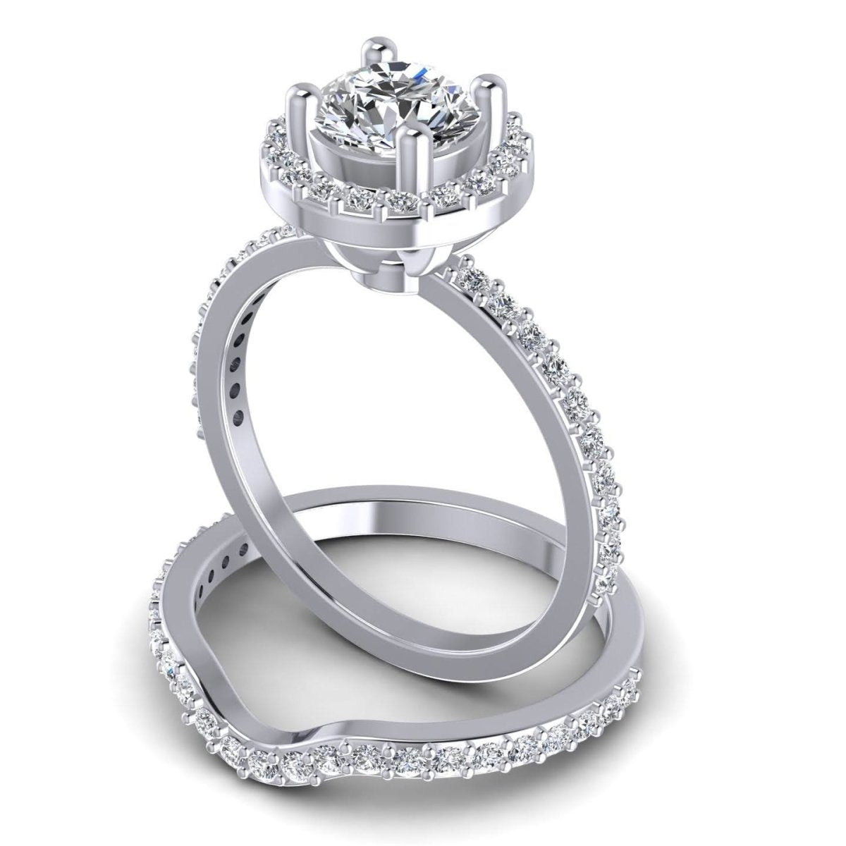 1.00-2.15 CT Round Cut Diamonds - Bridal Set - Primestyle.com