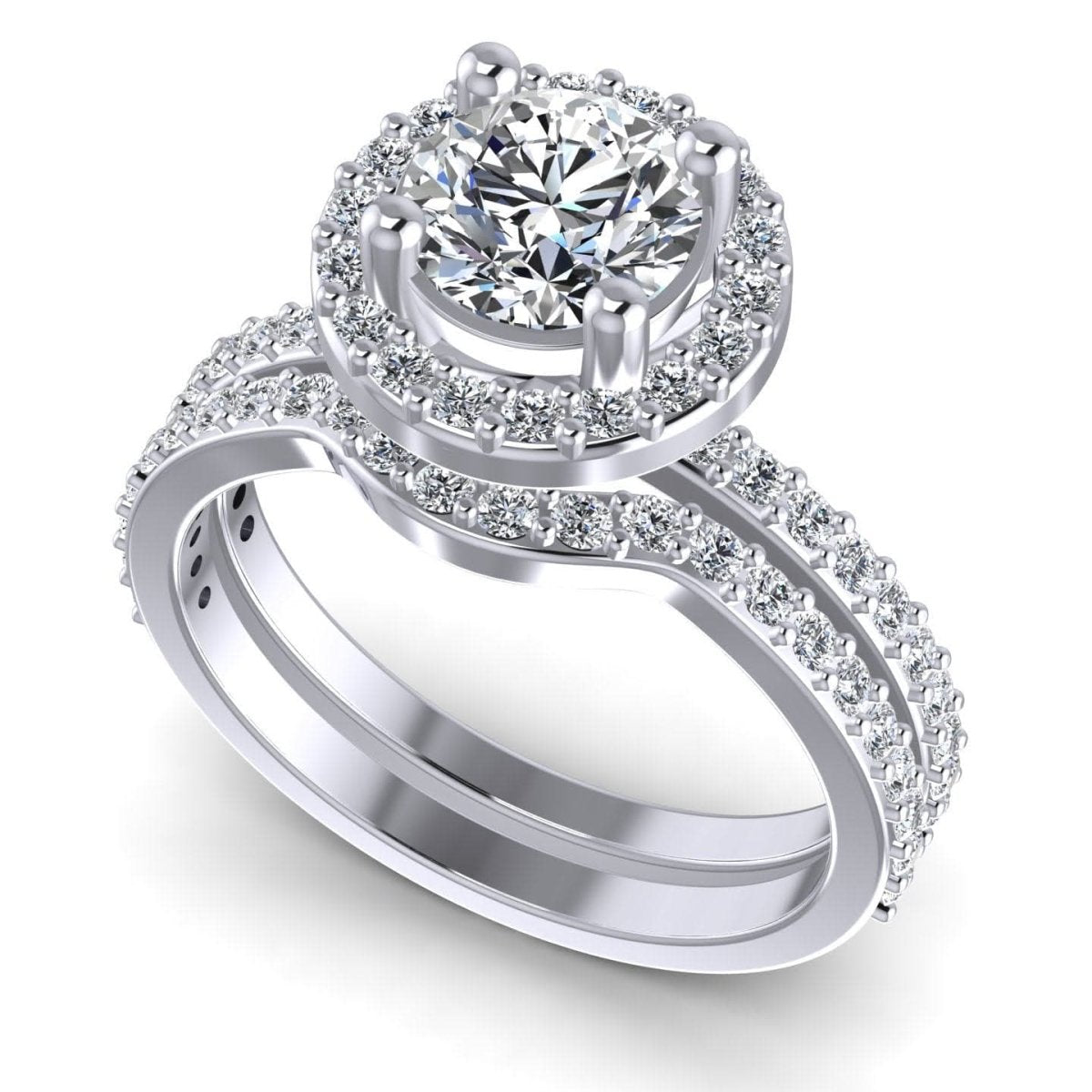 1.00-2.15 CT Round Cut Diamonds - Bridal Set - Primestyle.com