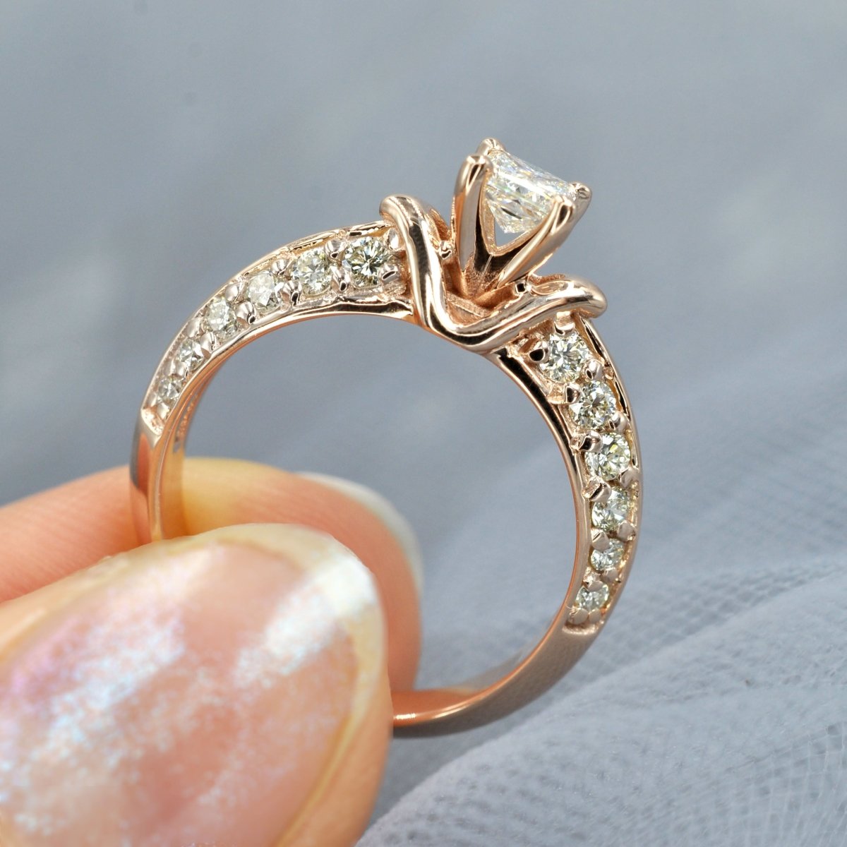 1.00-2.15 CT Round & Princess Cut Diamonds - Engagement Ring