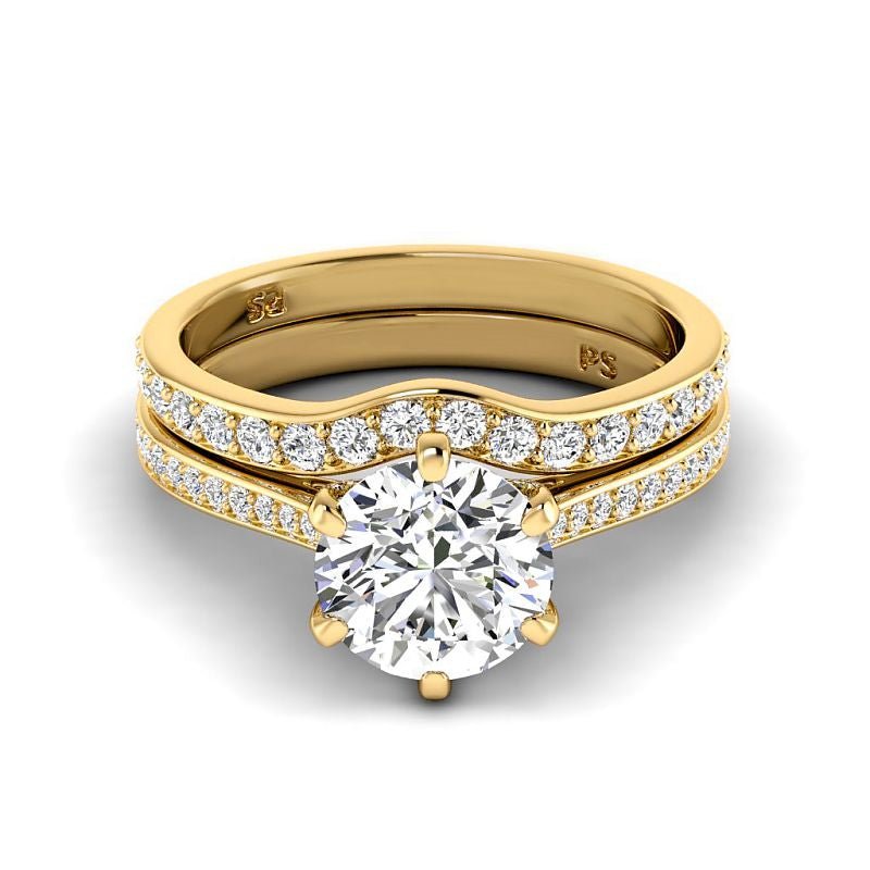 1.00-6.50 CT Round Cut Diamonds - Bridal Set