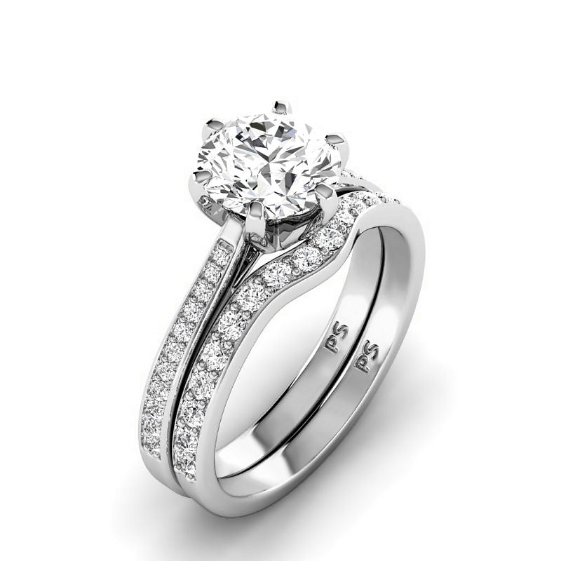 1.00-6.50 CT Round Cut Diamonds - Bridal Set
