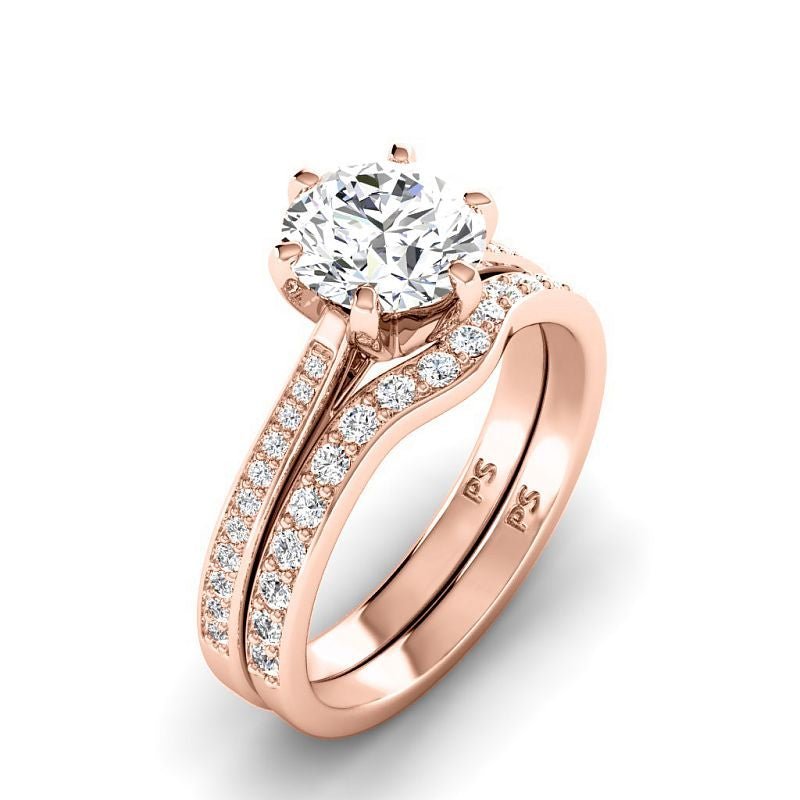 1.00-6.50 CT Round Cut Diamonds - Bridal Set