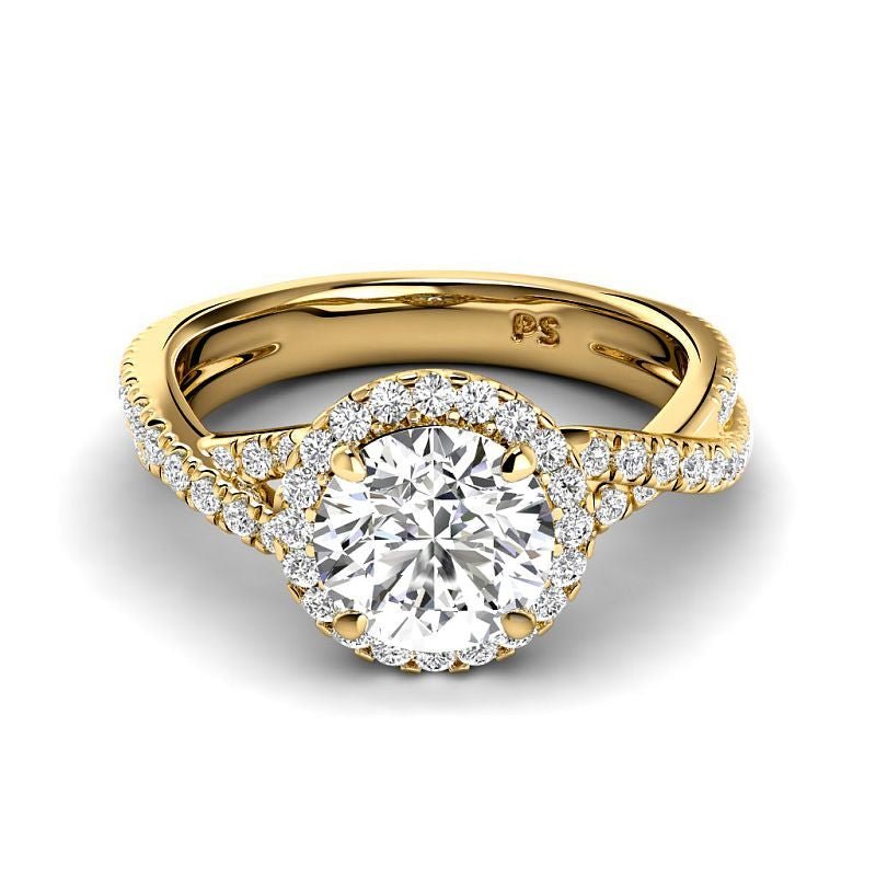 1.00 - 3.50 CT Round Cut Lab Grown Diamonds - Halo Ring - Primestyle.com