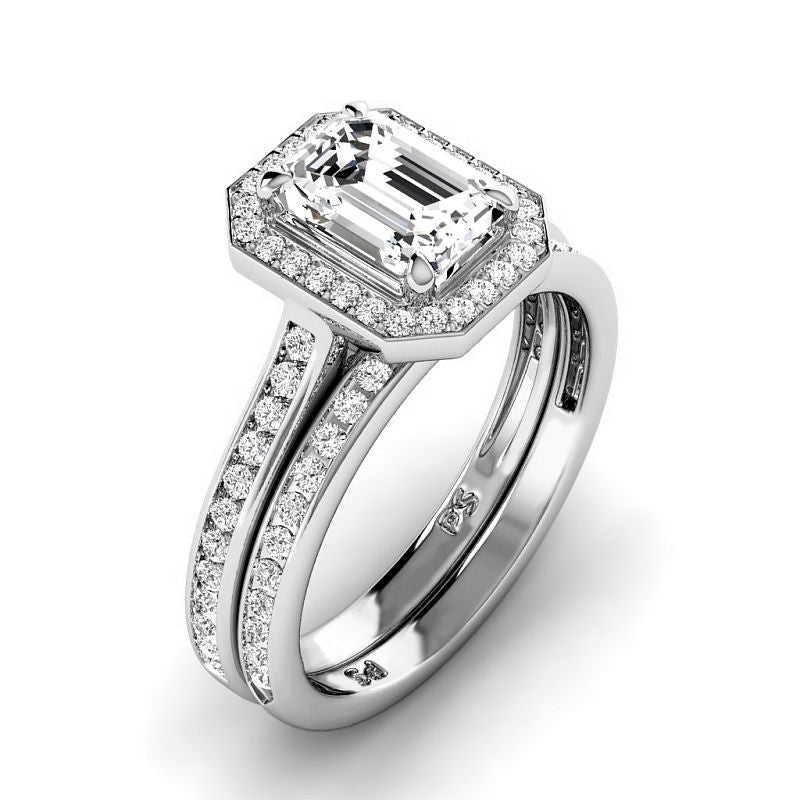 1.00-6.50 CT Emerald & Round Cut Diamonds - Bridal Set