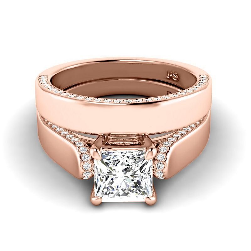 1.00 - 6.50 CT Princess & Round Cut Diamonds - Bridal Set - Primestyle.com