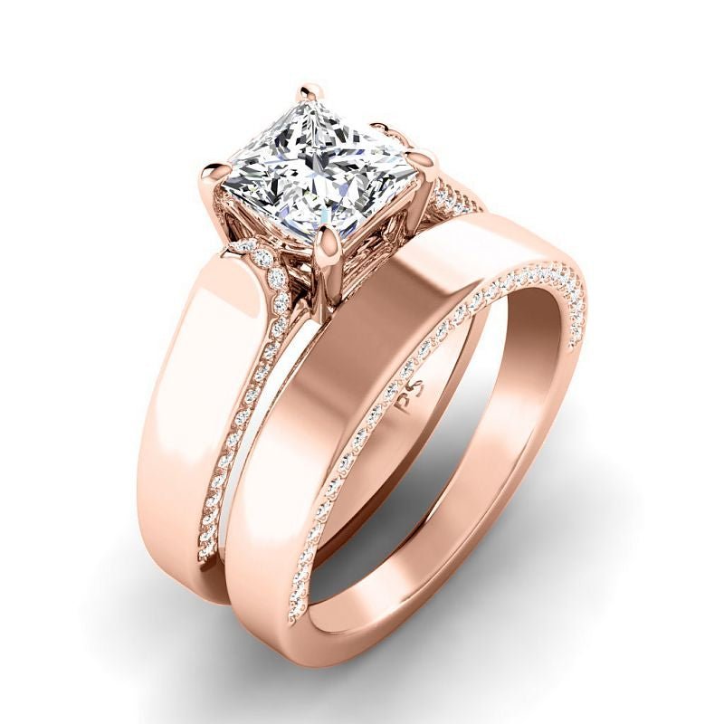 1.00 - 6.50 CT Princess & Round Cut Diamonds - Bridal Set - Primestyle.com