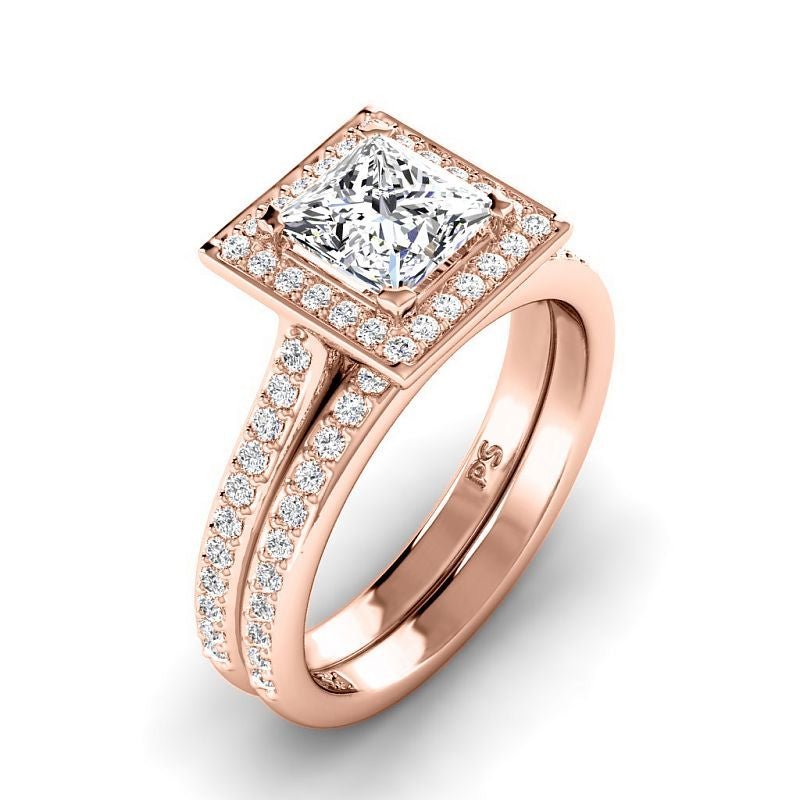 1.00 - 6.50 CT Princess & Round Cut Diamonds - Bridal Set - Primestyle.com