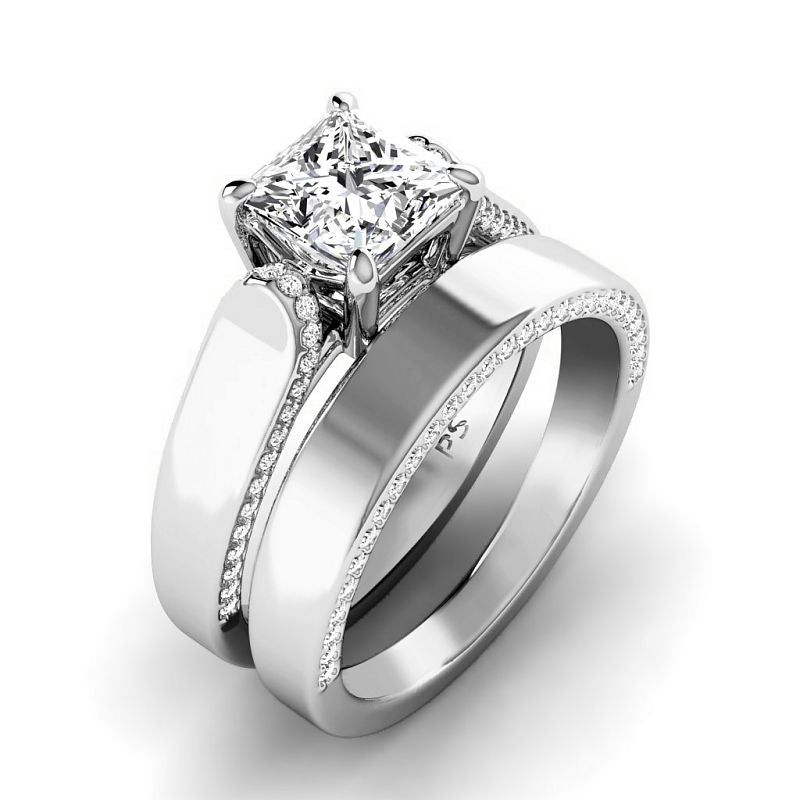 1.00-3.50 CT Round & Princess Cut Lab Grown Diamonds - Bridal Set - Primestyle.com