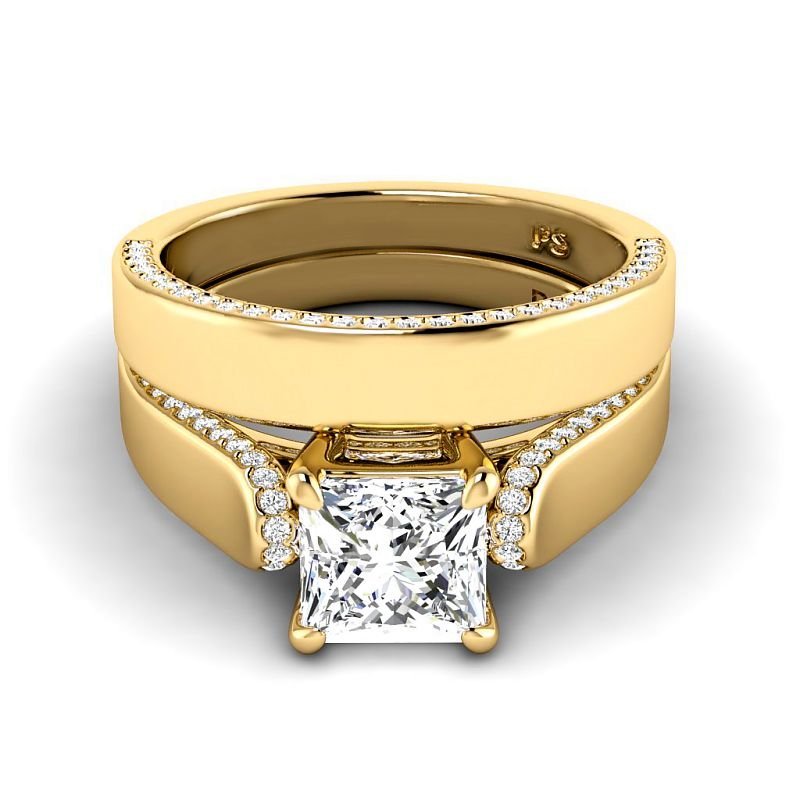 1.00 - 6.50 CT Princess & Round Cut Diamonds - Bridal Set - Primestyle.com