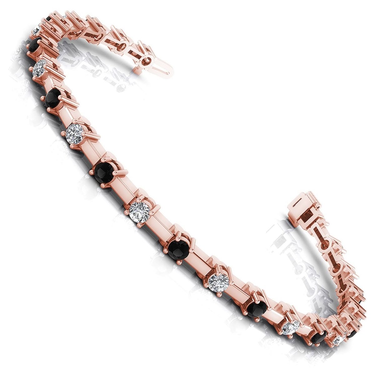 1.00-5.00 CT Round Cut Black Diamonds & Diamonds - Diamond Bracelet