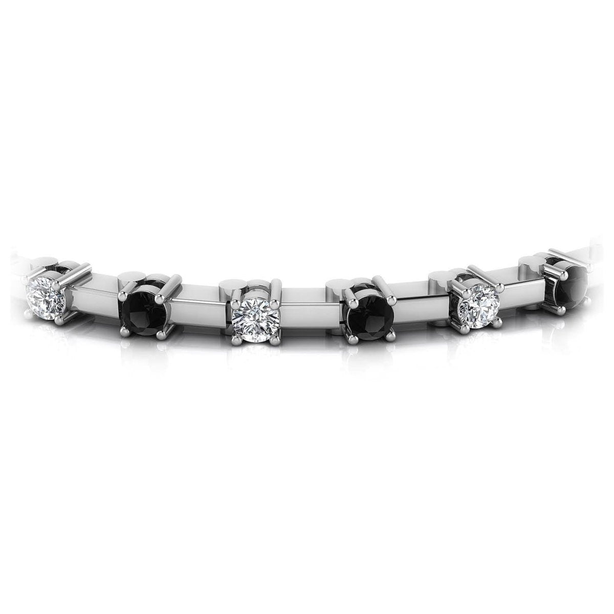 1.00-5.00 CT Round Cut Black Diamonds & Diamonds - Diamond Bracelet - Primestyle.com