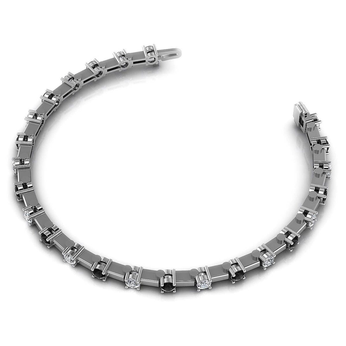 1.00-5.00 CT Round Cut Black Diamonds &amp; Diamonds - Diamond Bracelet - Primestyle.com