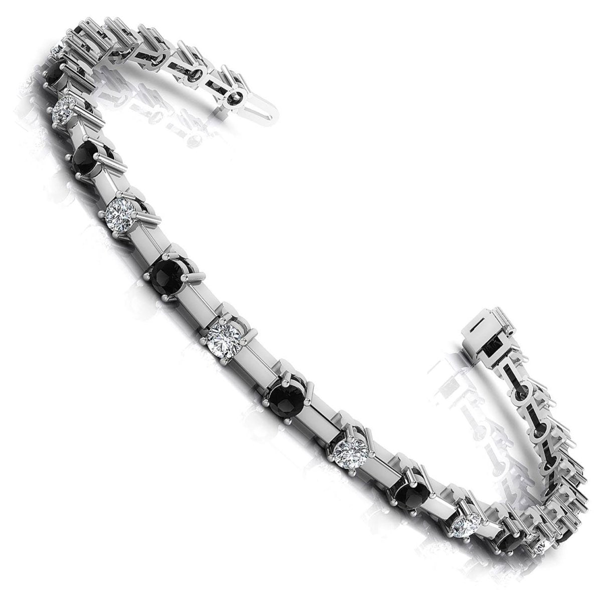 1.00-5.00 CT Round Cut Black Diamonds &amp; Diamonds - Diamond Bracelet - Primestyle.com