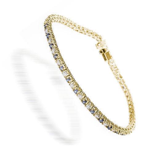 1.00-6.00 CT Round Cut Blue Sapphires & Diamonds - Color Stones Bracelet - Primestyle.com