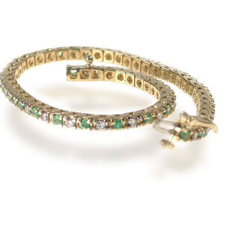 1.00-6.00 CT Round Cut Green Emeralds &amp; Diamonds - Color Stones Bracelet - Primestyle.com