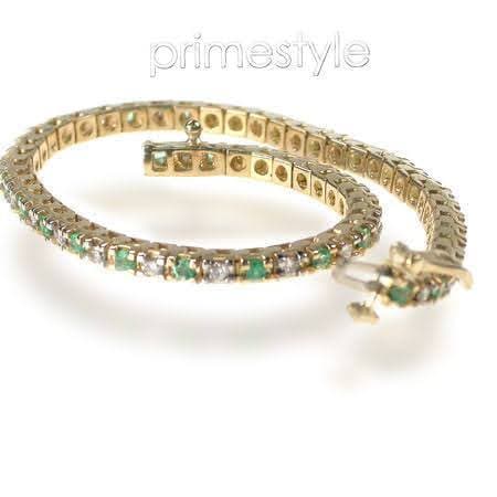 1.00-6.00 CT Round Cut Green Emeralds & Diamonds - Color Stones Bracelet - Primestyle.com