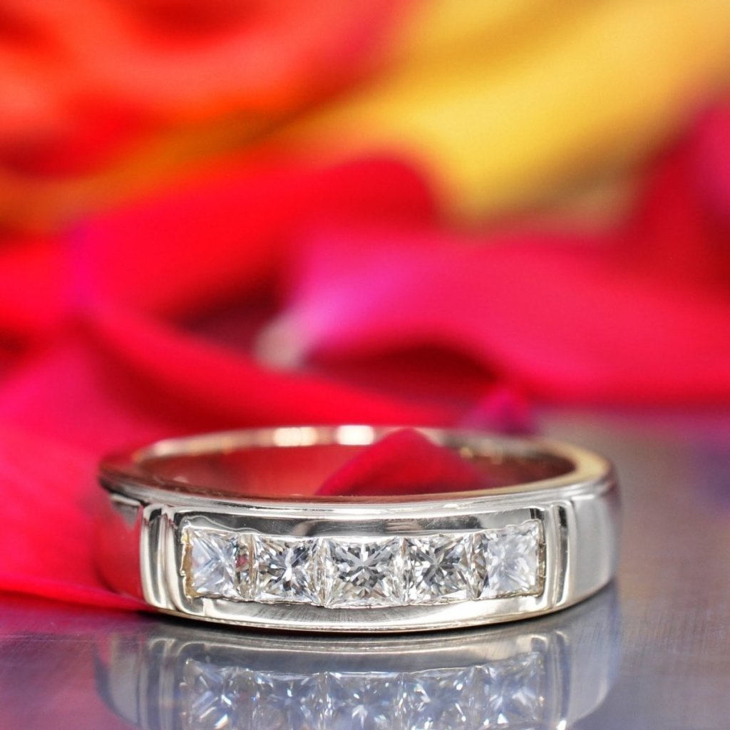 1.00 CT Princess Cut Natural Diamonds - Mens Wedding Bands