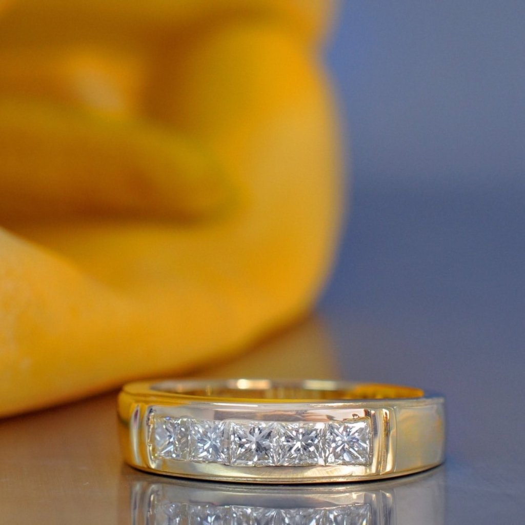 1.00 CT Princess Cut Natural Diamonds - Mens Wedding Bands - Primestyle.com