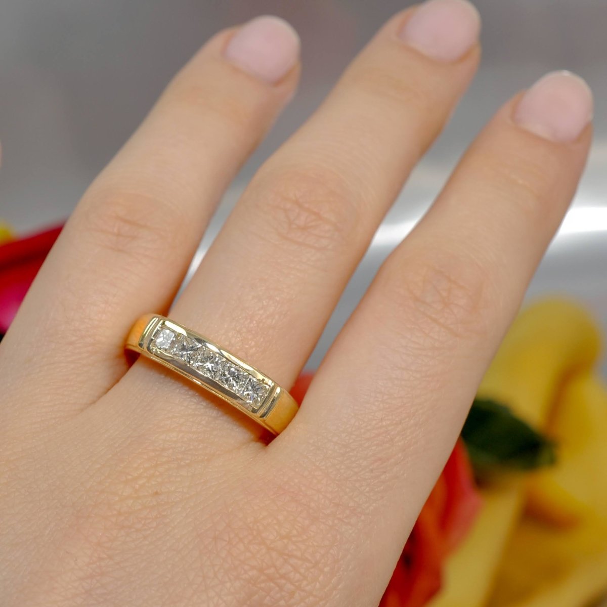 1.00 CT Princess Cut Diamonds - Mens Wedding Band