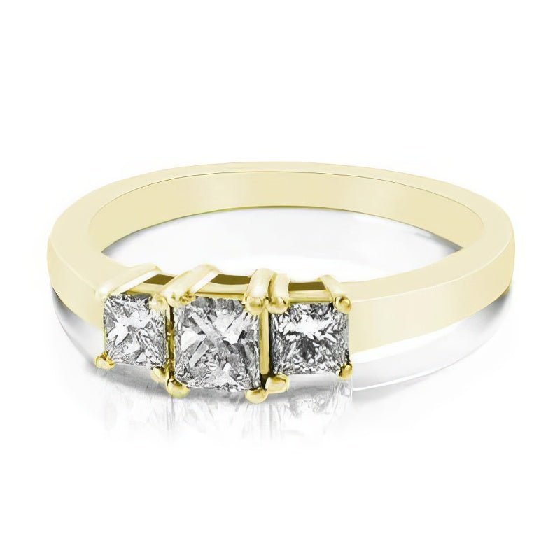 1.00 CT Princess Cut Natural Diamonds - Three Stone Rings - Primestyle.com