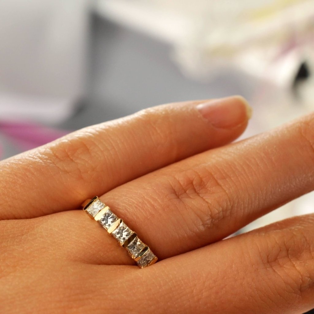 1.00 CT Princess Cut Natural Diamonds - Wedding Band