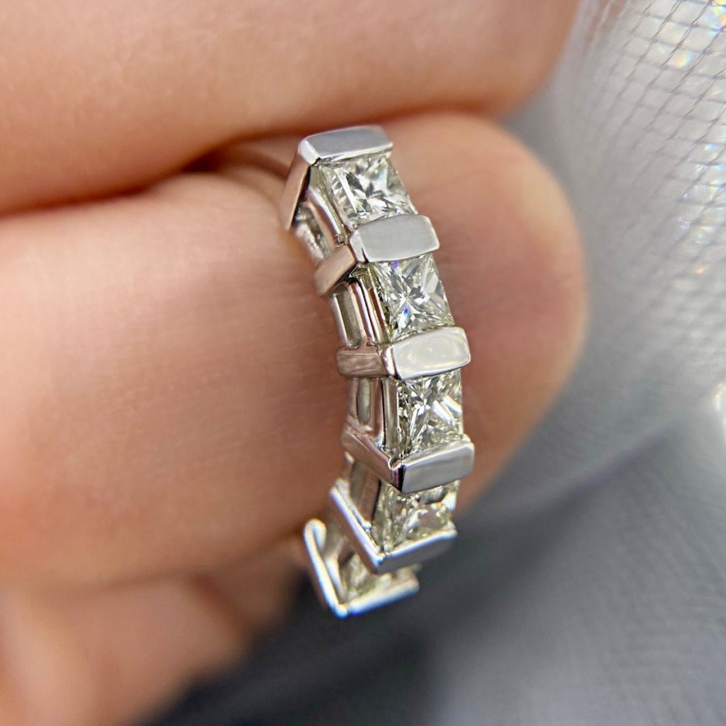 1.00 CT Princess Cut Natural Diamonds - Wedding Band