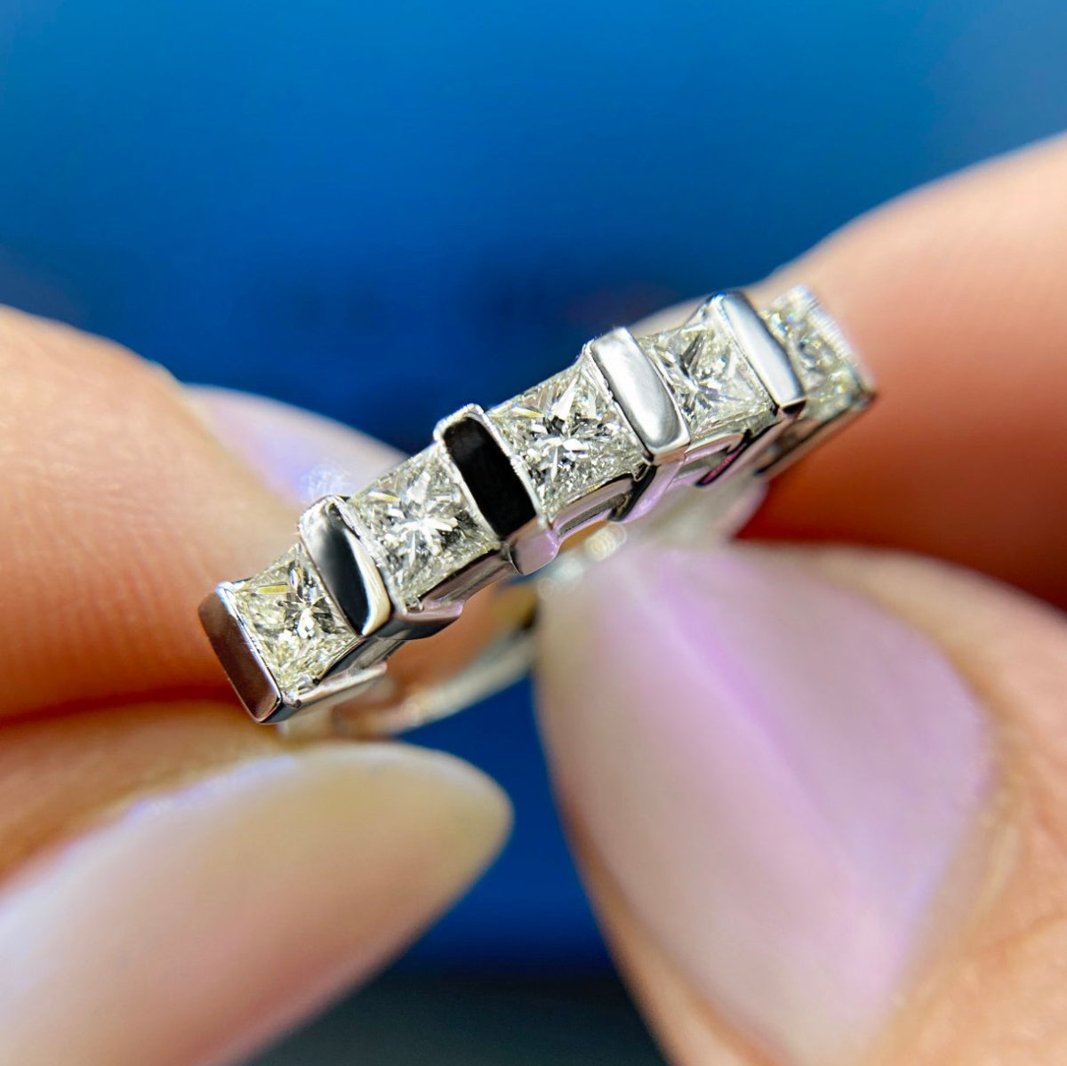 1.00 CT Princess Cut Diamonds - Wedding Band - Primestyle.com