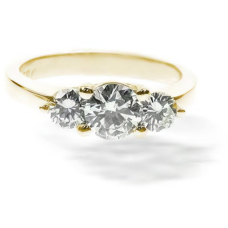 1.00 CT Round Cut Natural Diamonds - Three Stone Rings