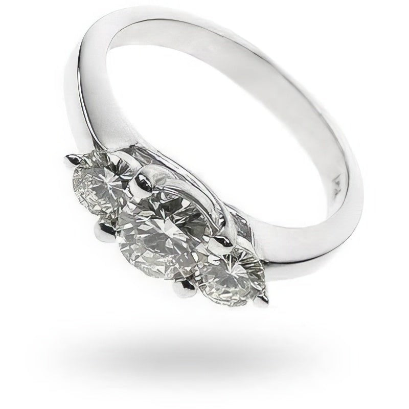 1.00 CT Round Cut Natural Diamonds - Three Stone Rings