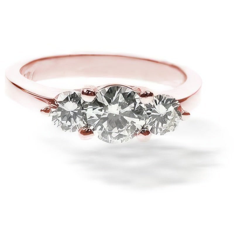 1.00 CT Round Cut Natural Diamonds - Three Stone Rings - Primestyle.com