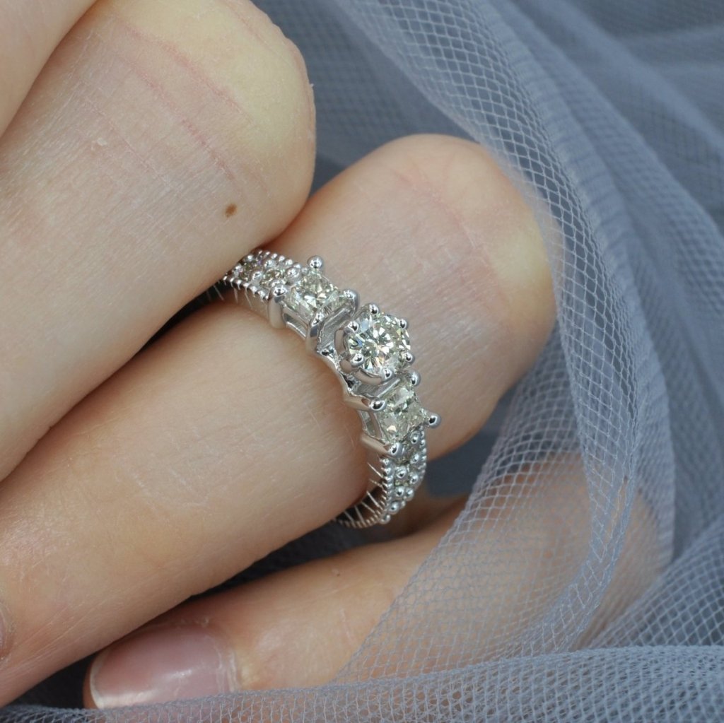 1.05 - 2.20 CT Princess & Round Cut Natural Diamonds - Engagement Ring - Primestyle.com